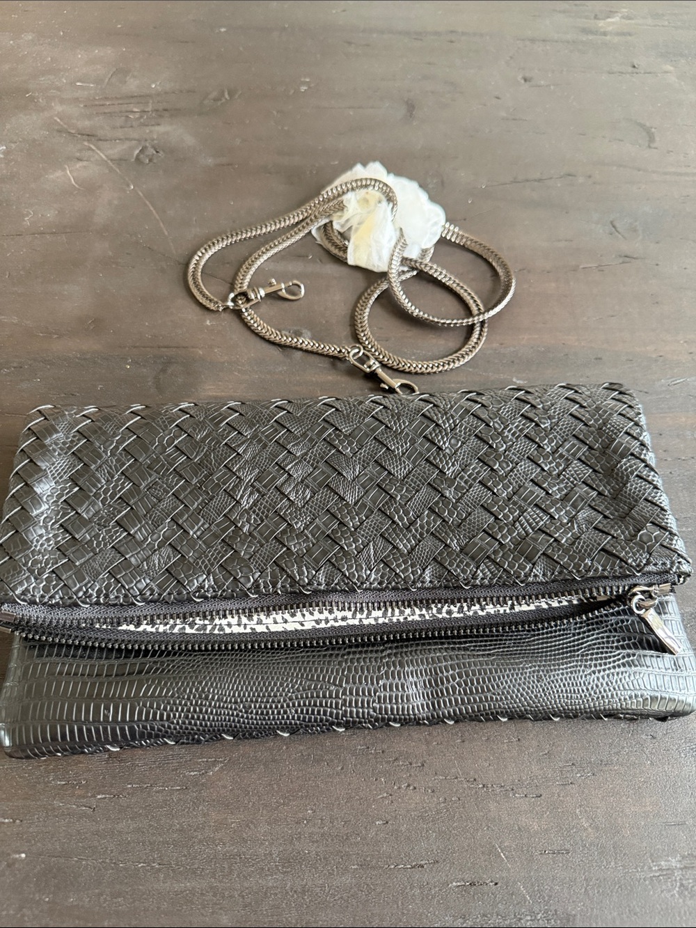 Sole Society Black Woven Convertible Clutch